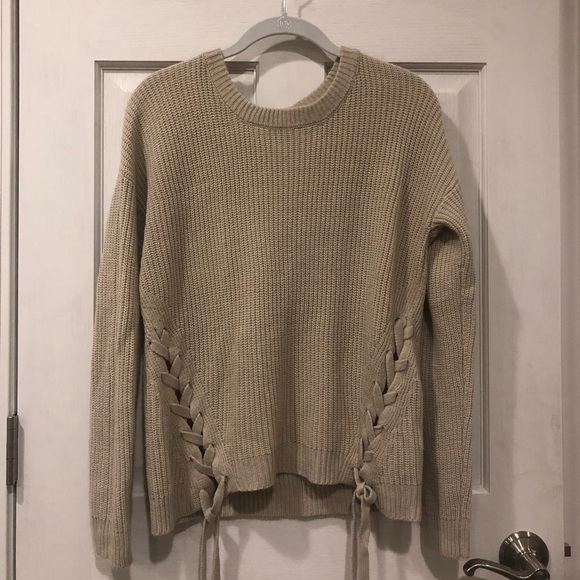 Charlotte Tan Lace Up Tie Russe Sweater - Picture 3 of 6